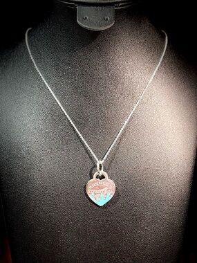 Heart Pendant Necklace with Blue Accent - Women Jewelry 20 or 22